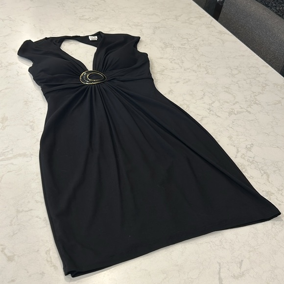Cache Vintage Y2K Black Mini Stretch Dress with Ring Accent Women’s Large - Picture 13 of 15